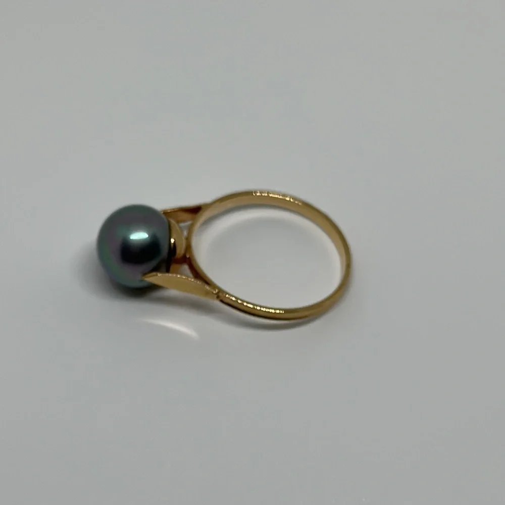 18k real solid god real pearl ring​